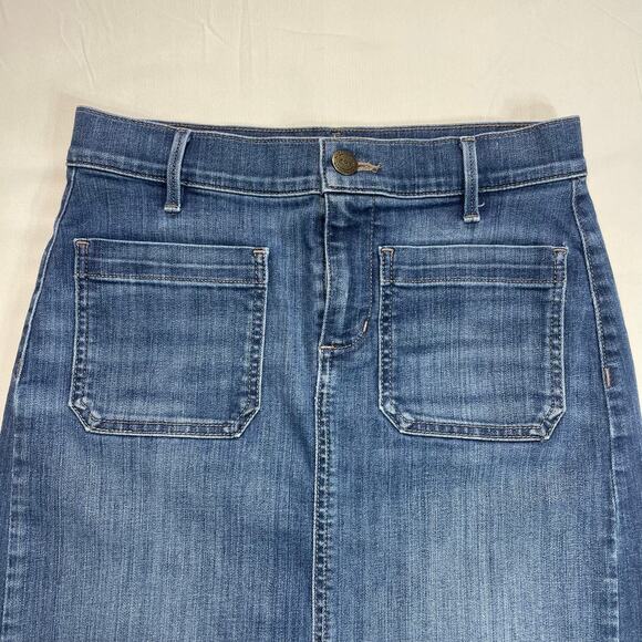 Ann Taylor Loft womens Knee Length Stretch Denim Jean Pencil Midi Skirt Size 4 - Picture 2 of 7